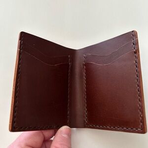 Handmade leather bi-fold wallet